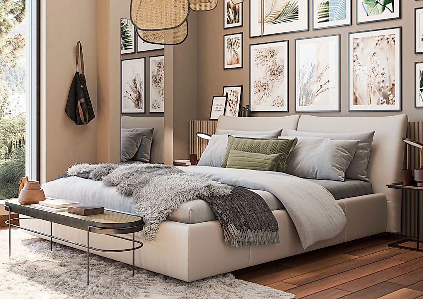 Home affaire Polsterbett "Priora in 4 Breiten bis 200cm" auch in NaturLEDER günstig online kaufen