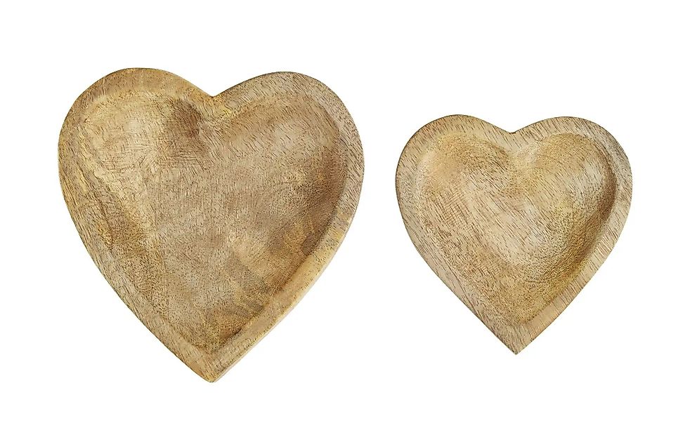 HOME STORY Deko Teller  2er Set   ¦ holzfarben ¦ Massivholz ¦ Maße (cm): B: günstig online kaufen