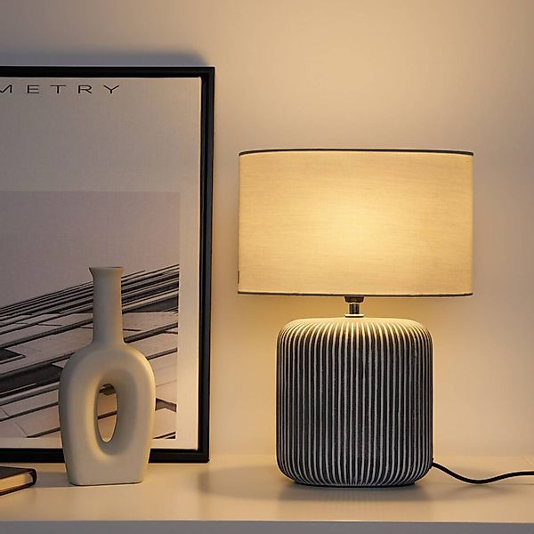 Pauleen Tischleuchte Pure Shine max20W Grau/Weiß 230V Stoff/Keramik, Ein-/A günstig online kaufen