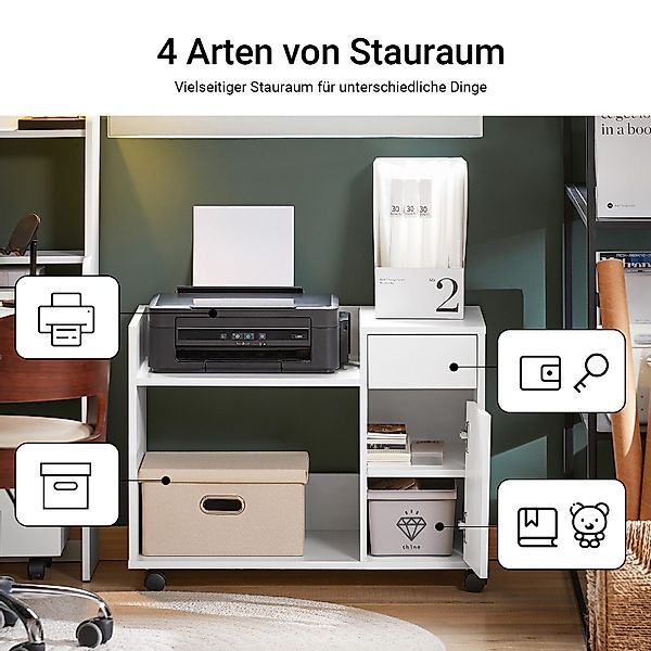 SoBuy Druckertisch Aktenschrank Rollcontainer für Büro und Arbeitszimmer We günstig online kaufen