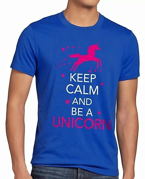 style3 Print-Shirt Herren T-Shirt Keep Calm and be a Unicorn Einhorn spruch günstig online kaufen