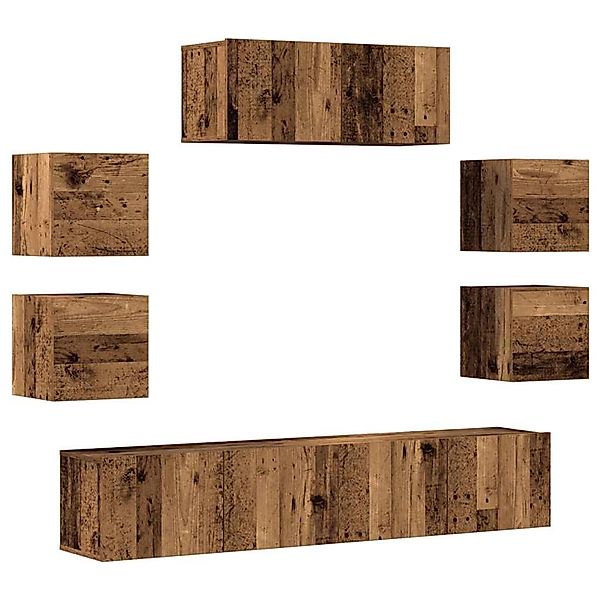 vidaXL 7-Tlg TV-Schrank-Set Wandmontage Altholz-Optik Holzwerkstoff 3329013 günstig online kaufen