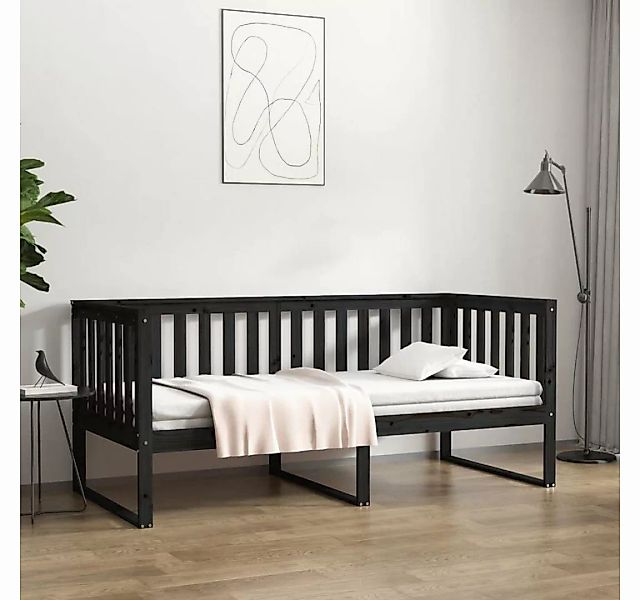 furnicato Bett Tagesbett Schwarz 100x200 cm Massivholz Kiefer günstig online kaufen