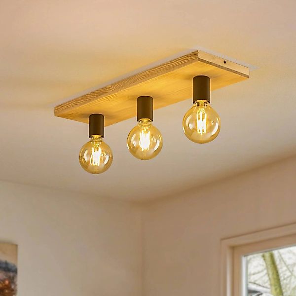 Envostar Lobo Deckenlampe 3fl. Kiefer braun günstig online kaufen