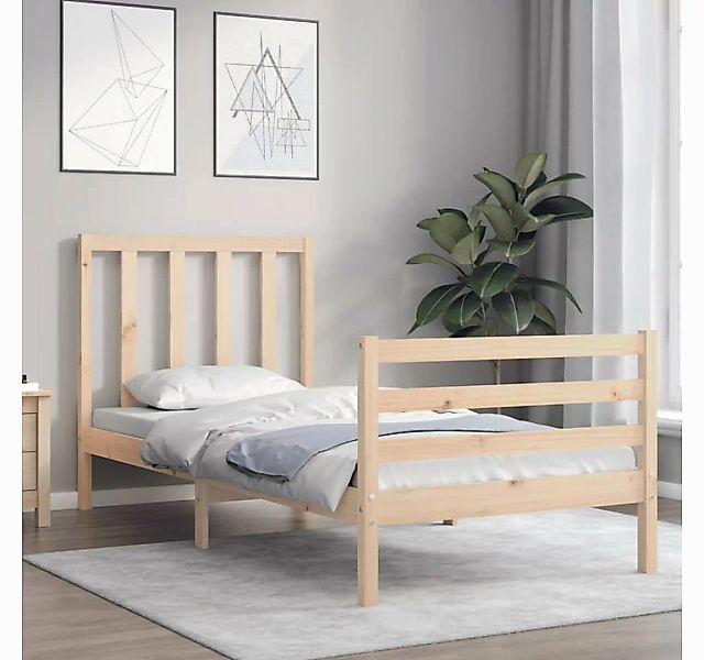 vidaXL Bett Massivholzbett mit Kopfteil günstig online kaufen