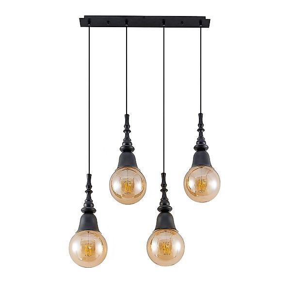 Lucande Pendelleuchte Gesja 9920026 Modern in Schwarz aus Metall 4-flammig günstig online kaufen