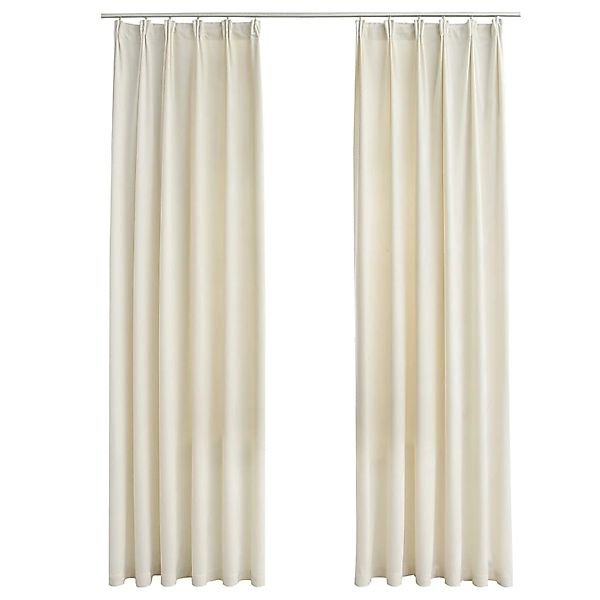 vidaXL Verdunkelungsvorhänge mit Haken 2 Stk Samt Creme 140x175cm günstig online kaufen