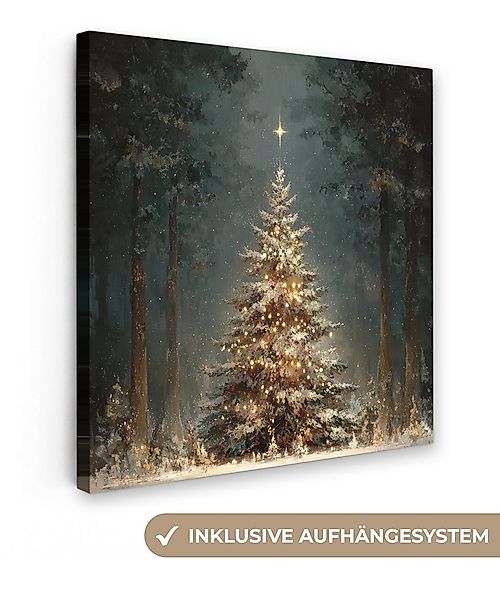 OneMillionCanvasses® Leinwandbild Weihnachtsbaum - Wald - Schnee - mehrfarb günstig online kaufen
