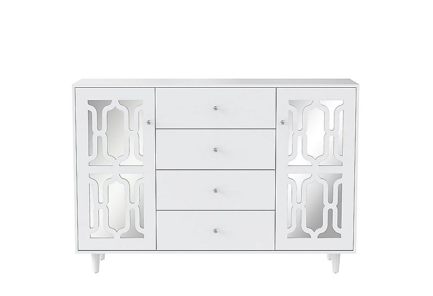 Merax Sideboard mit Spiegelelementen und geometrischem Trellis-Muster, Komm günstig online kaufen