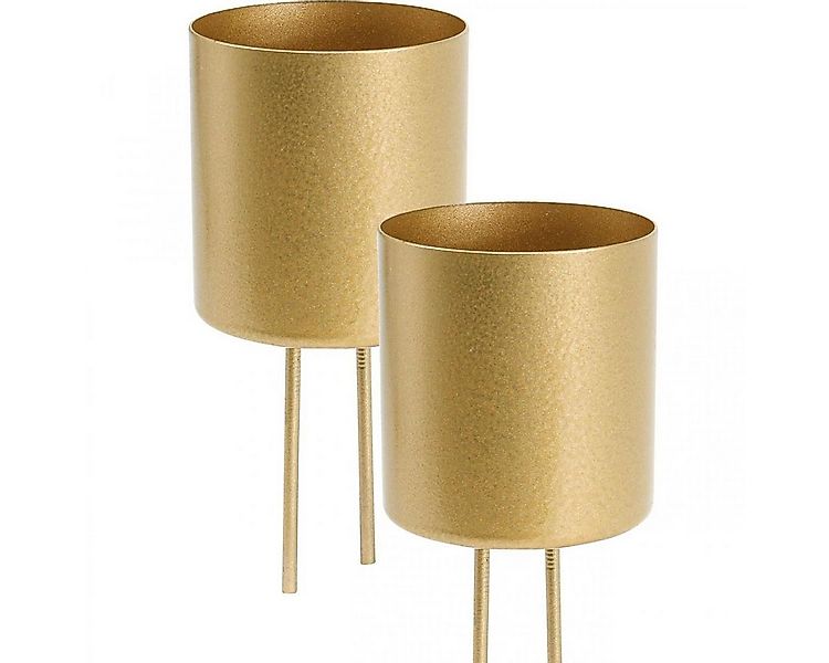 Viana Kerzenhalter Goldene Steck-Kerzenhalter Teelicht Stumpenkerze Set 4 M günstig online kaufen