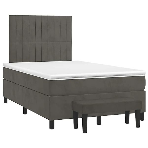 vidaXL Boxspringbett mit Matratze Dunkelgrau 120x190 cm Samt 3270482 günstig online kaufen