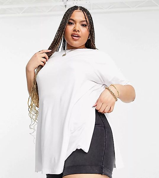 Yours – Oversize-T-Shirt in Weiß günstig online kaufen