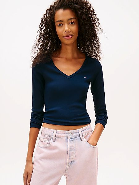Tommy Jeans Langarmshirt "TJW SLIM ESSENTIAL RIB V LS" günstig online kaufen