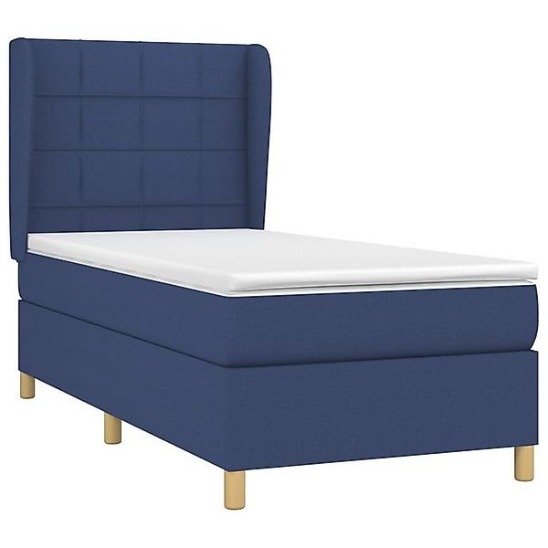 vidaXL Boxspringbett, Boxbett mit Matratze Blau 90x190 cm Stoff günstig online kaufen