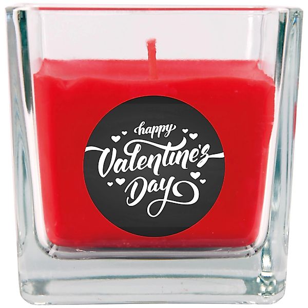 HS Candle Duftkerze & Glas Valentinstag Viereck 50h Valentine's Day günstig online kaufen