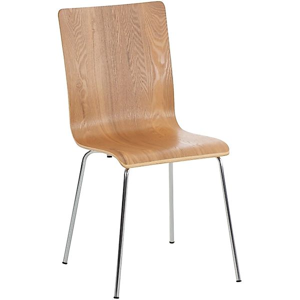 DELUKE Besucherstuhl PEPE 87x43x47cm Eiche Holz Metall In Chromoptik Gestel günstig online kaufen