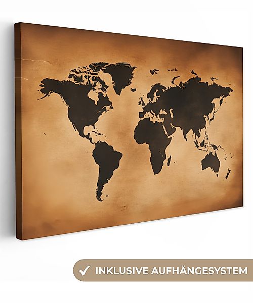 OneMillionCanvasses® Leinwandbild Weltkarte - Braun - günstig online kaufen