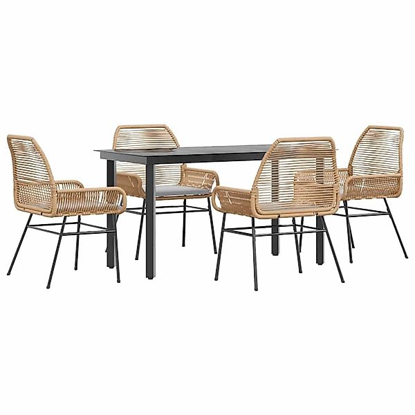 vidaXL 5-Tlg Garten-Essgruppe mit Kissen Braun Poly Rattan Glas 3334571 günstig online kaufen