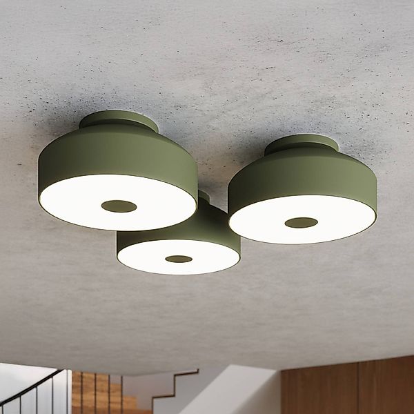 Deckenleuchte CLARO, olivgrün, Ø 30 cm, Metall, 4 x E27 günstig online kaufen