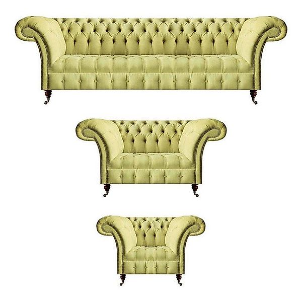 JVmoebel Chesterfield-Sofa Wohnzimmer Sofa Set 3tlg Luxus Sitzmöbel Chester günstig online kaufen