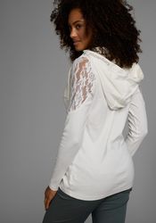 KangaROOS Kapuzenshirt Langarm, figurbetonter Schnitt, mit Spitze und Print günstig online kaufen