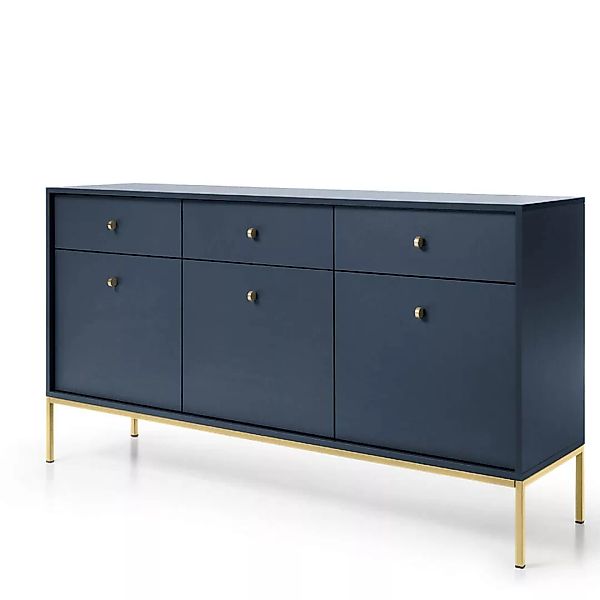 Sideboard 154cm in blau, Fußgestell goldfarben, MALAGA-160 günstig online kaufen