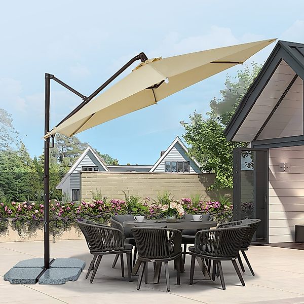 Sekey Ampelschirm 300cm Alu Sonnenschirm, 360° günstig online kaufen