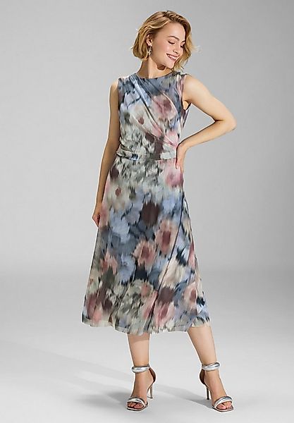 SWING Cocktailkleid - Midi Kleid aus Mesh mit Ikat Druck Taillierter Schnit günstig online kaufen