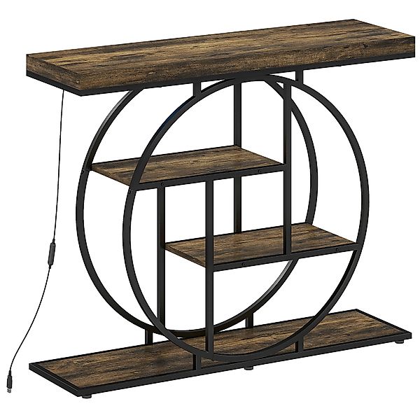 HOMCOM Konsolentisch mit LED-Beleuchtung Musik-Sync 100 cm, Konsole 4 Ebene günstig online kaufen