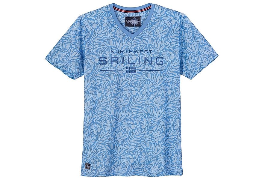 redfield Print-Shirt Redfield Übergrößen T-Shirt Alloverprint hellblau günstig online kaufen