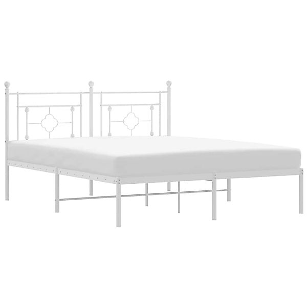 vidaXL Bettgestell mit Kopfteil Metall Weiß 160x200 cm 374391 günstig online kaufen