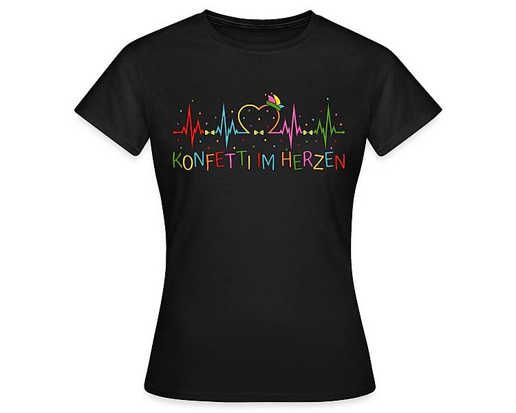 Spreadshirt T-Shirt Herzschlag Konfetti Im Herzen EKG Karneval Frauen T-Shi günstig online kaufen