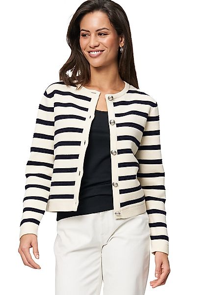 Zero Strickjacke "zero Damen Strickjacke gestreift mit Knopfleiste", Knopfl günstig online kaufen