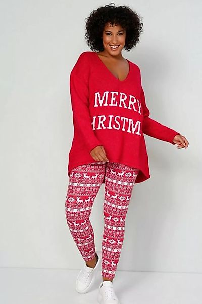 Angel of Style Strickpullover Pullover oversized Merry Christmas V-Ausschni günstig online kaufen