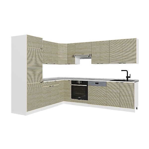 Vicco Fame-Line Eckküche Eiche Paneel/Weiß 227 x 60 cm ohne Arbeitsplatte günstig online kaufen