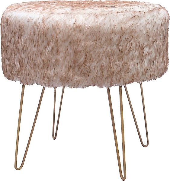 Kayoom Hocker »Mio 1, Fellhocker in modernem Design, runde Form mit Metallb günstig online kaufen