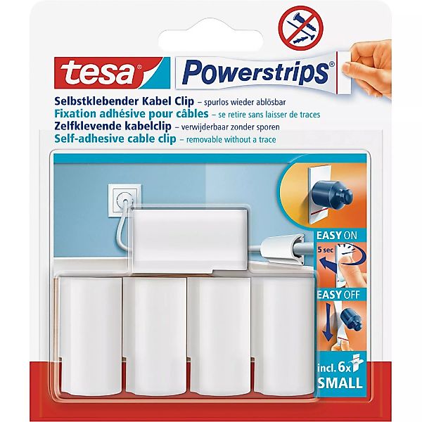 Tesa Powerstrips Kabel Clip Weiß 5 Stück mit 6 x Pwerstrips Small günstig online kaufen