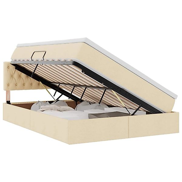 vidaXL Bett mit Stauraum und LED Creme 140 x 200 cm Polyester 3371215 günstig online kaufen