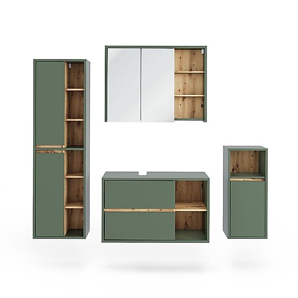 Vicco Badmöbel-Set Viola, Grün/Artisan, 4 Teile, günstig online kaufen