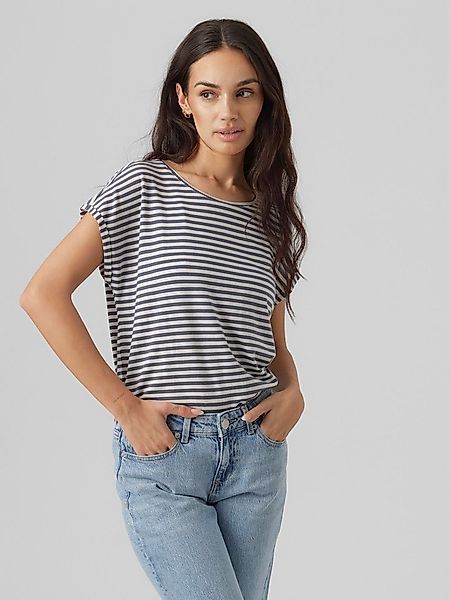 Vero Moda Rundhalsshirt VMAVA PLAIN SS TOP STRIPE GA JRS NOOS Materialmix, günstig online kaufen