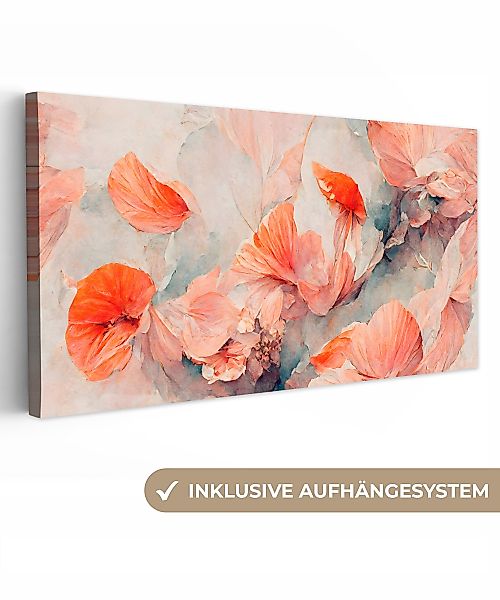 OneMillionCanvasses® Leinwandbild Panorama Blumen - Blätter günstig online kaufen