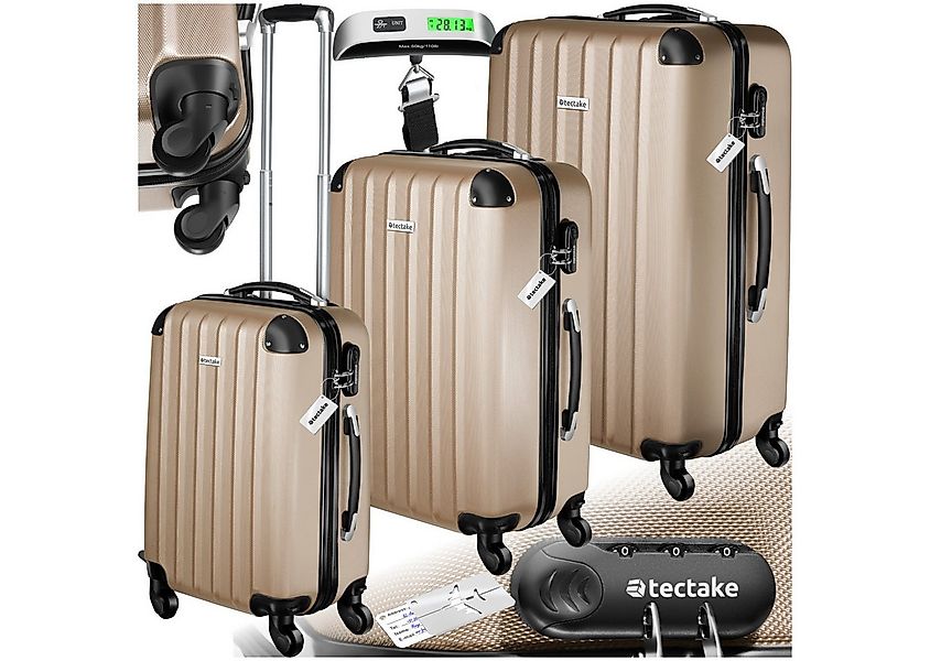 tectake Trolley Hartschalenkofferset mit Teleskopgriff und Sicherheits-Zahl günstig online kaufen