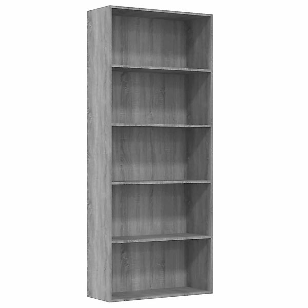 VidaXL Bücherregal 5 Fächer Grau Sonoma 80x30x189 cm Holzwerkstoff günstig online kaufen