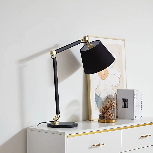 Lucande Tischlampe Marvaine, schwarz/goldfarben, verstellbar günstig online kaufen