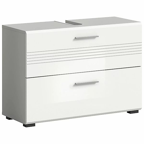 Waschbeckenunterschrank 80 cm x 56 cm x 32 cm Grau-Weiß günstig online kaufen