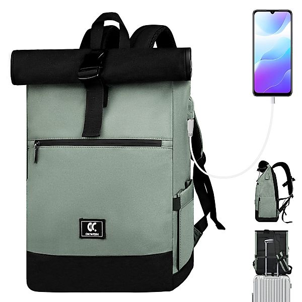 REDOM Laptoprucksack RollTop Rucksack 25L-30L Schulrucksack günstig online kaufen