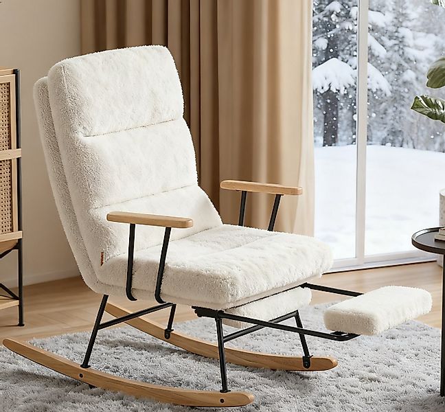 SONGMICS Schaukelsessel, Schaukelstuhl, mit Massivholzfüßen, Schaukelsessel günstig online kaufen