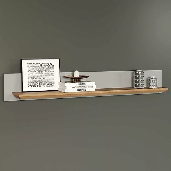 Wand Regal Landhaus Design in Lichtgrau Wildeichefarben günstig online kaufen