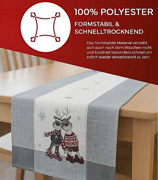 texpot Tischdecke Tischläufer Stickerei lustiger Elch Tischtuch (1-tlg) günstig online kaufen