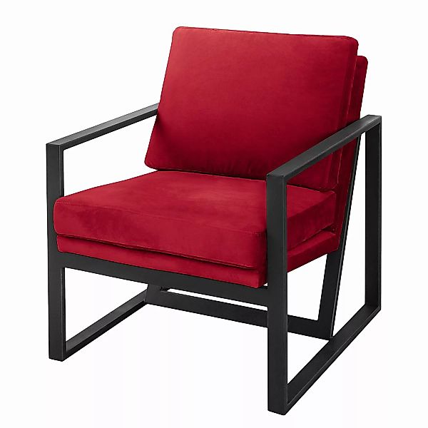 home24 ars manufacti Sessel Brock II Rot Samt 74x81x90 cm (BxHxT) günstig online kaufen